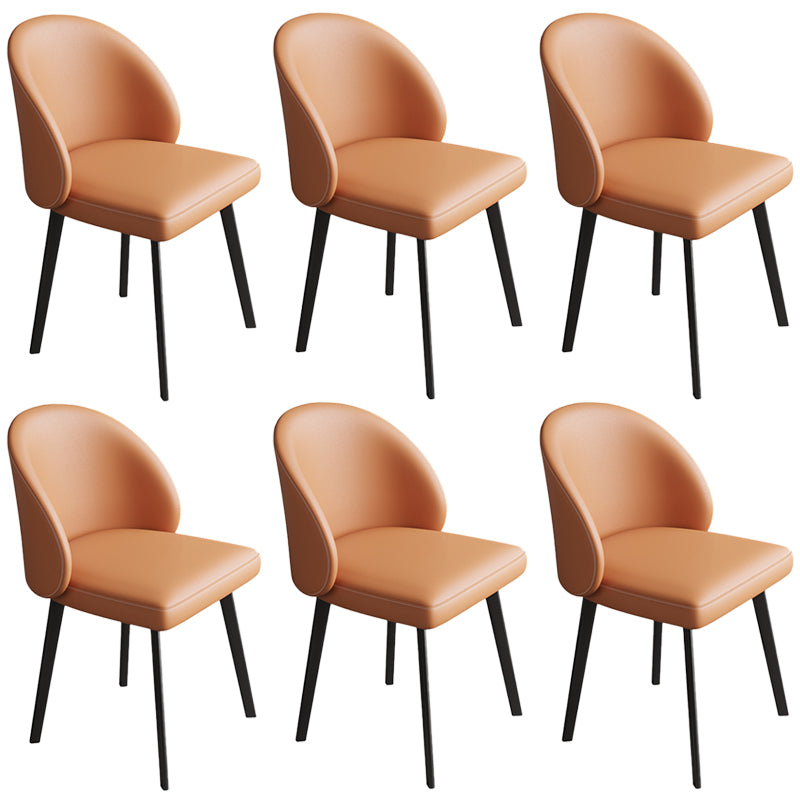 Modern Armless Dining Chairs Black Solid Wood and Metal Frame Side Chair