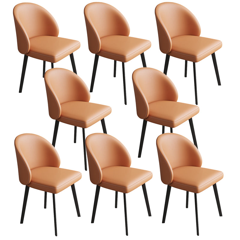 Modern Armless Dining Chairs Black Solid Wood and Metal Frame Side Chair