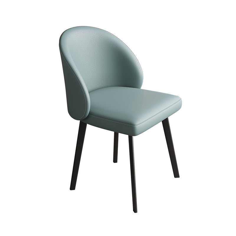 Modern Armless Dining Chairs Black Solid Wood and Metal Frame Side Chair