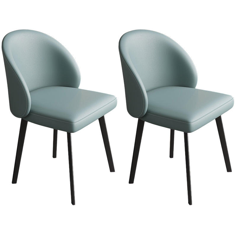 Modern Armless Dining Chairs Black Solid Wood and Metal Frame Side Chair