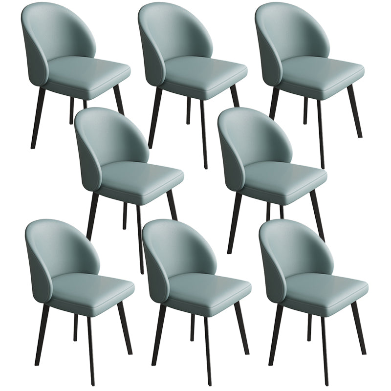 Modern Armless Dining Chairs Black Solid Wood and Metal Frame Side Chair