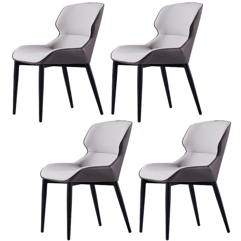 Modern Armless Dining Chairs Faux Leather Wingback Dining Side Chair