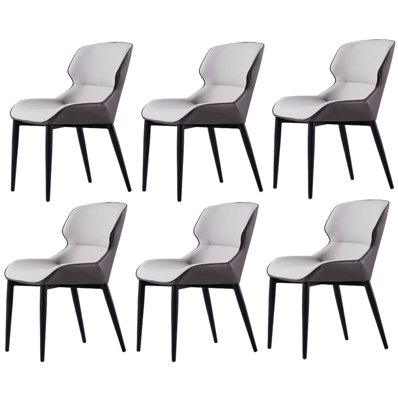 Modern Armless Dining Chairs Faux Leather Wingback Dining Side Chair