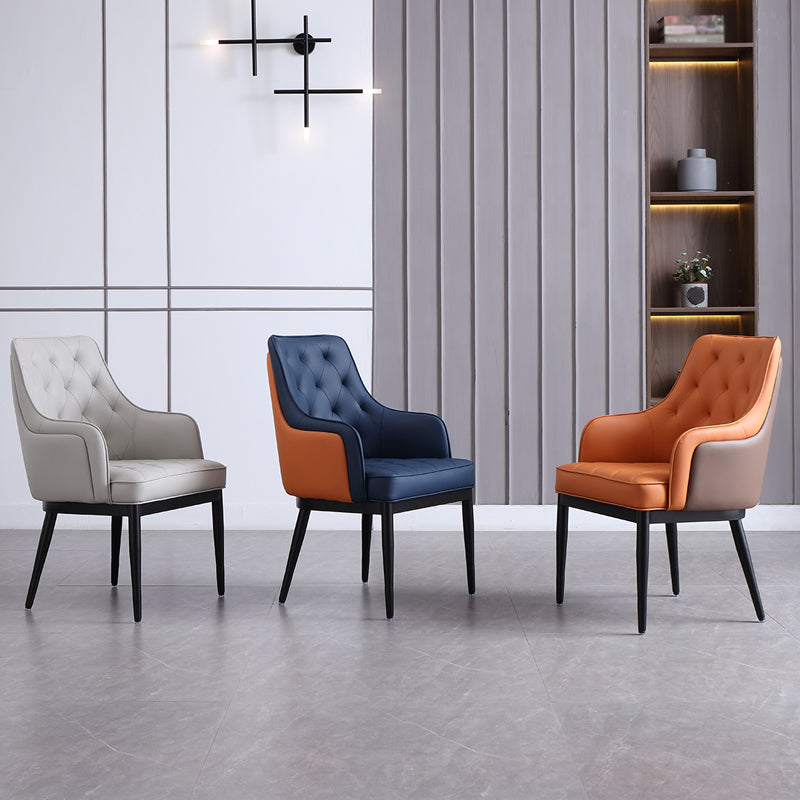 Contemporary Dining Chair Arm Dining Chair with Metal Legs for Kitchen