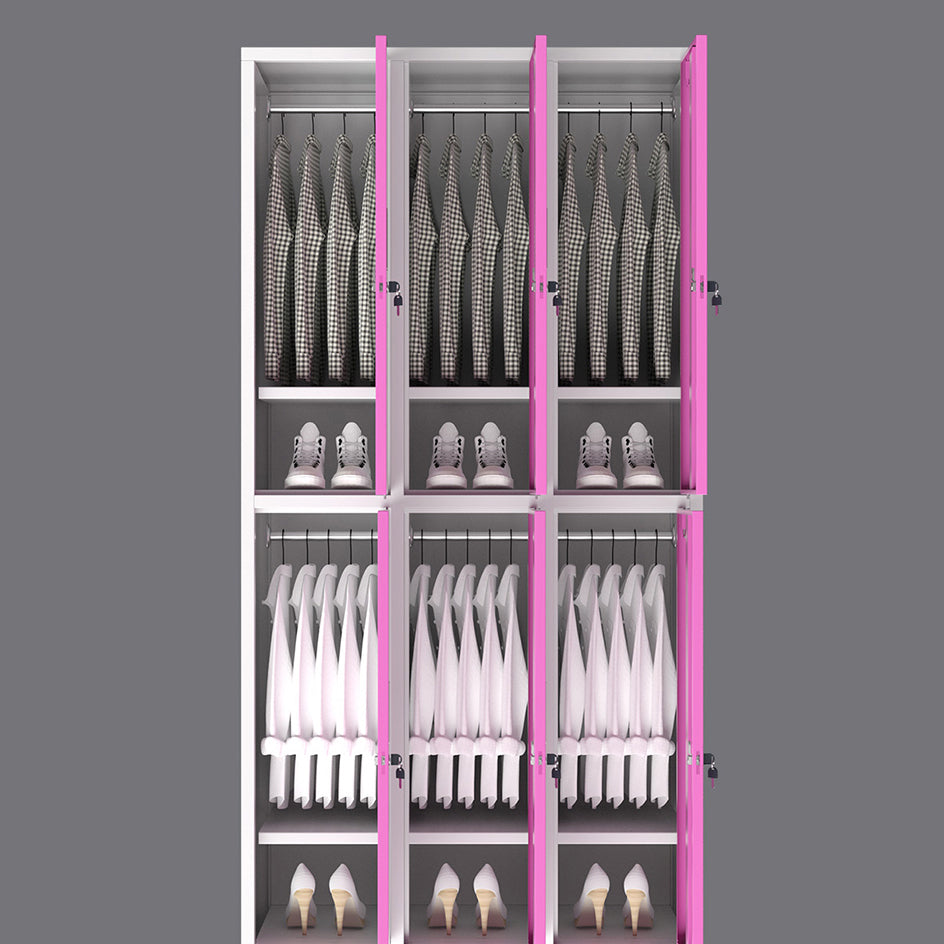 Contemporary Steel Wardrobe Armoire Hinged Storage Cabinet for Home