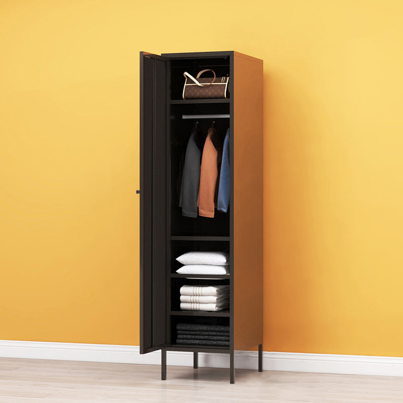 Steel Contemporary Wardrobe Armoire With Legs Hinged Storage Cabinet