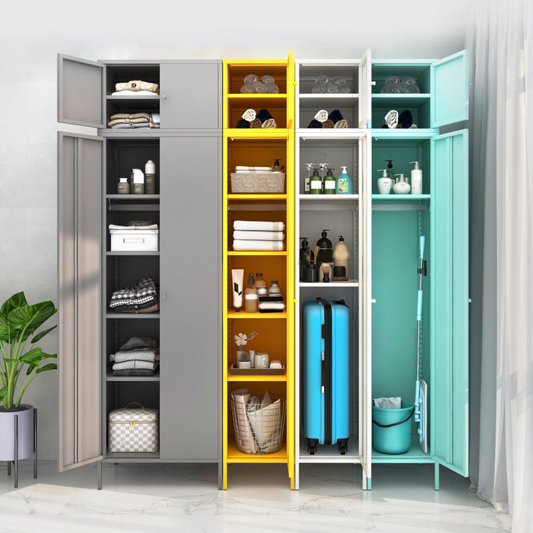 Steel Contemporary Wardrobe Armoire With Legs Hinged Storage Cabinet