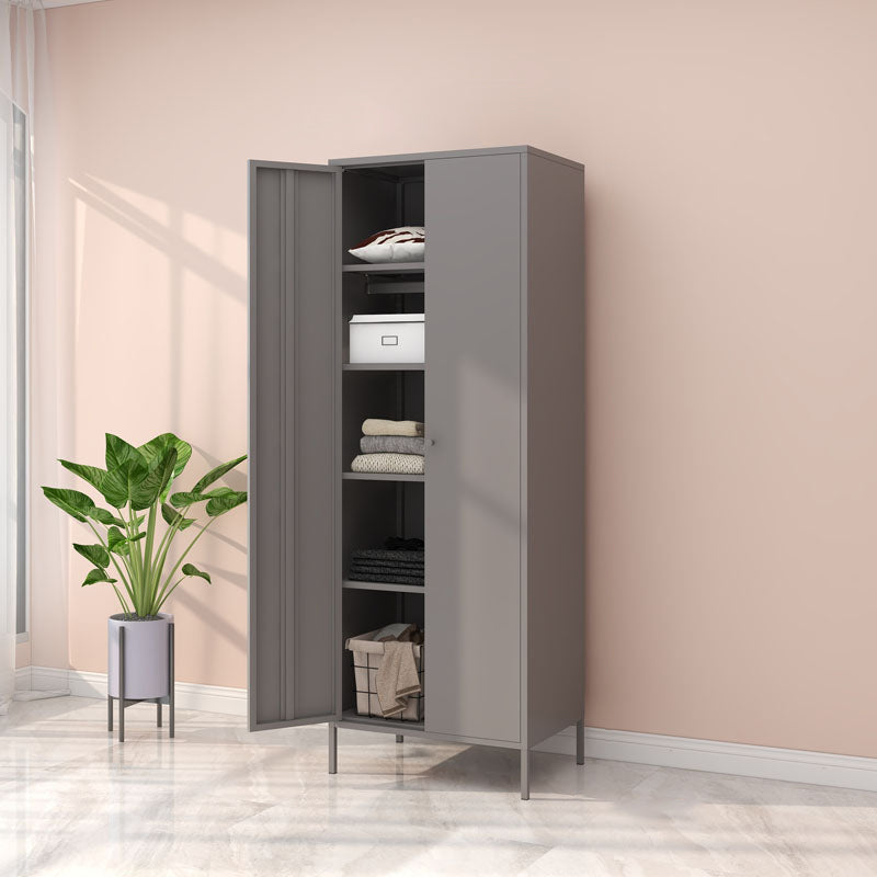 Steel Contemporary Wardrobe Armoire With Legs Hinged Storage Cabinet