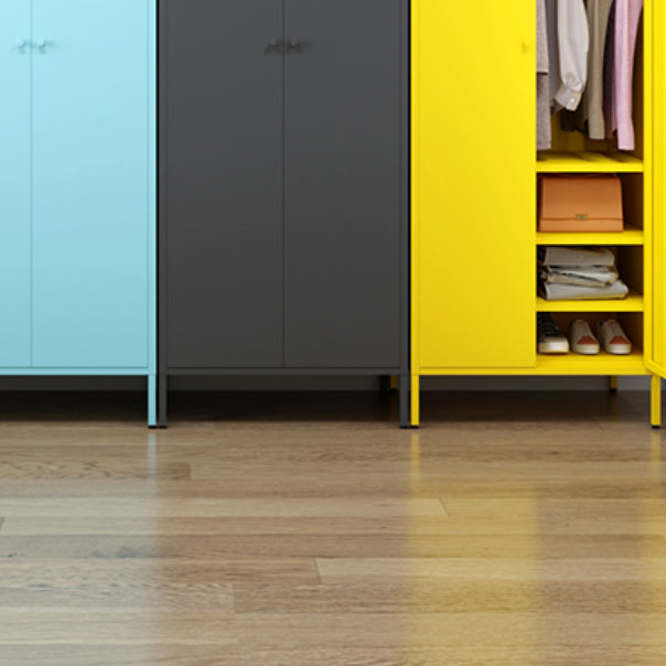 Steel Contemporary Wardrobe Armoire With Legs Hinged Storage Cabinet