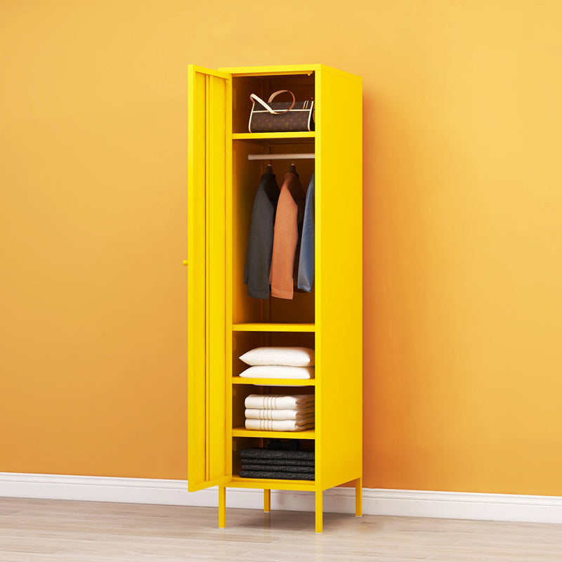 Steel Contemporary Wardrobe Armoire With Legs Hinged Storage Cabinet