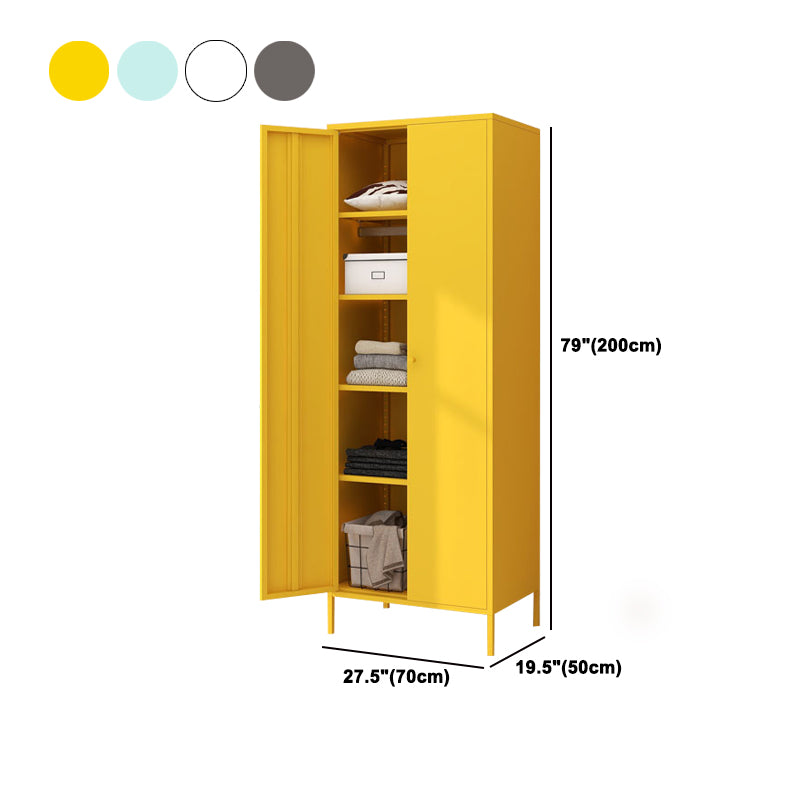 Steel Contemporary Wardrobe Armoire With Legs Hinged Storage Cabinet