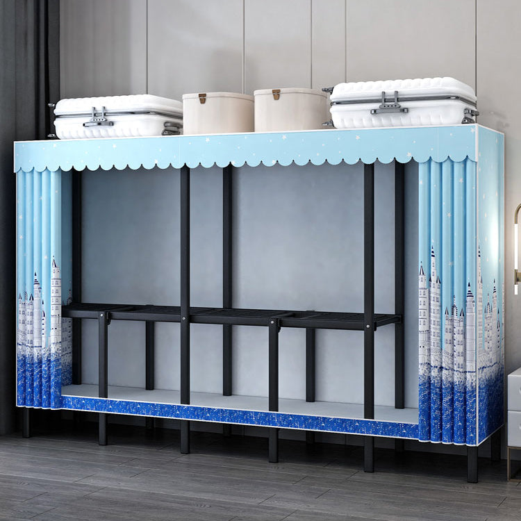 Contemporary Style Folding Wardrobe Armoire Steel Frame Wardrobe Cabinet for Home