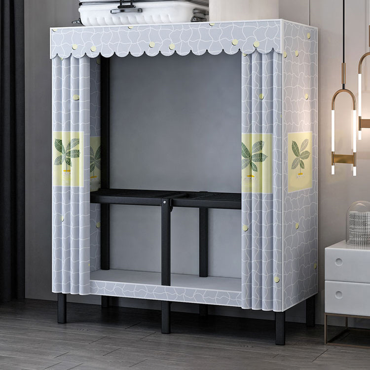 Contemporary Style Folding Wardrobe Armoire Steel Frame Wardrobe Cabinet for Home