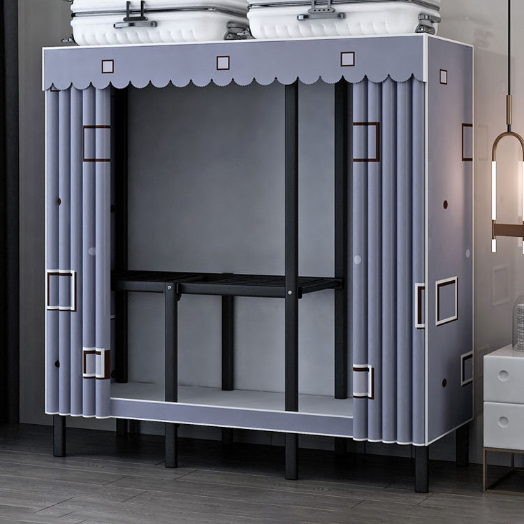 Contemporary Style Folding Wardrobe Armoire Steel Frame Wardrobe Cabinet for Home