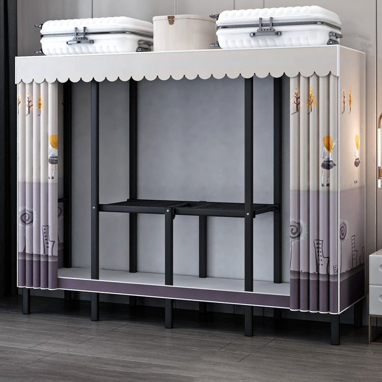 Contemporary Style Folding Wardrobe Armoire Steel Frame Wardrobe Cabinet for Home