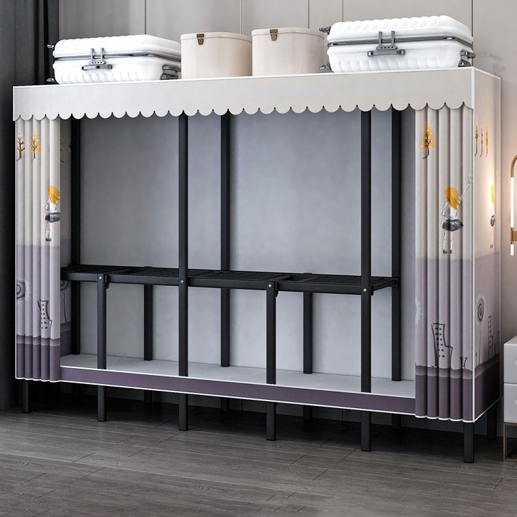 Contemporary Style Folding Wardrobe Armoire Steel Frame Wardrobe Cabinet for Home