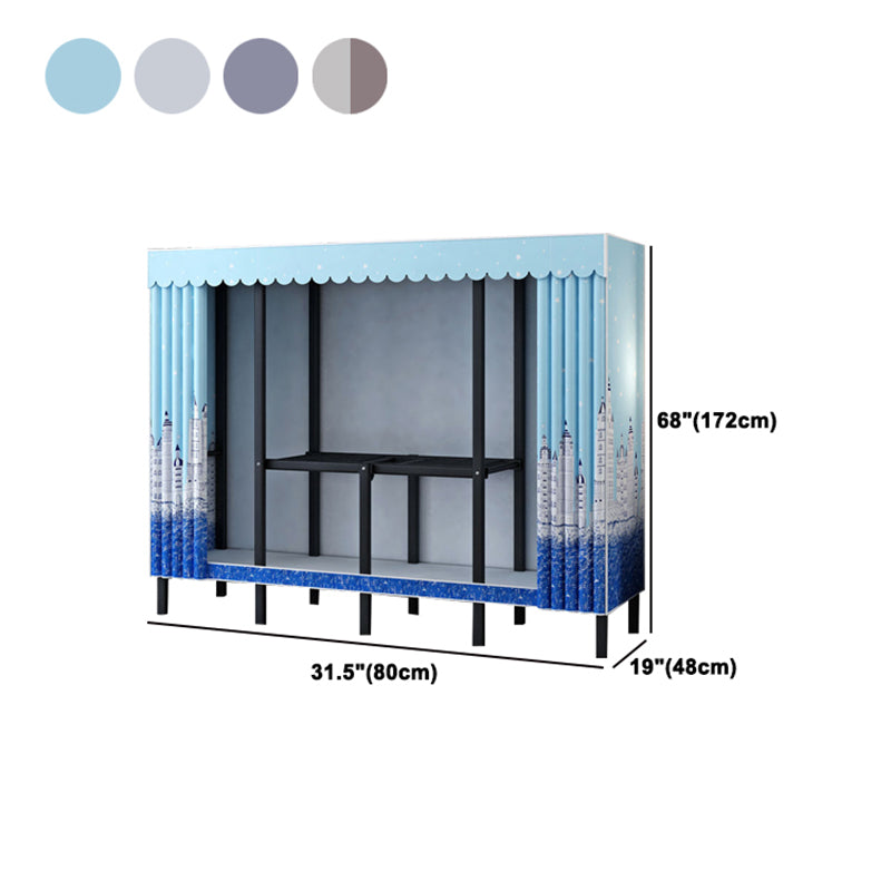 Contemporary Style Folding Wardrobe Armoire Steel Frame Wardrobe Cabinet for Home