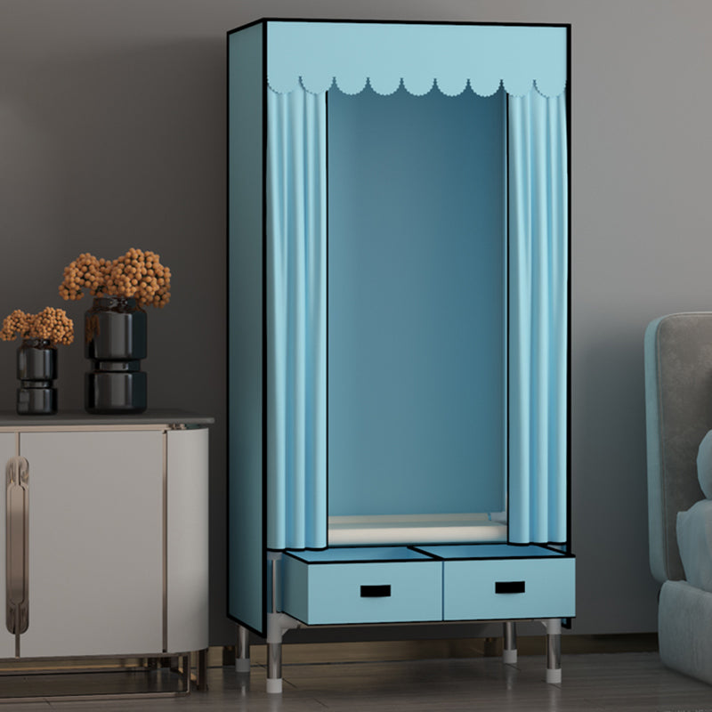 Metal Frame Wardrobe Armoire Contemporary Style Wardrobe Cabinet with Drawers