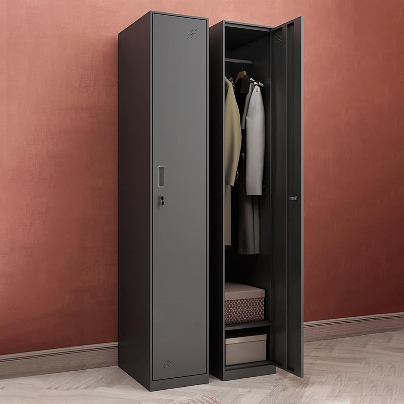 Steel Black Storage Cabinet with Hinged Door Contemporary Indoor Cabinet
