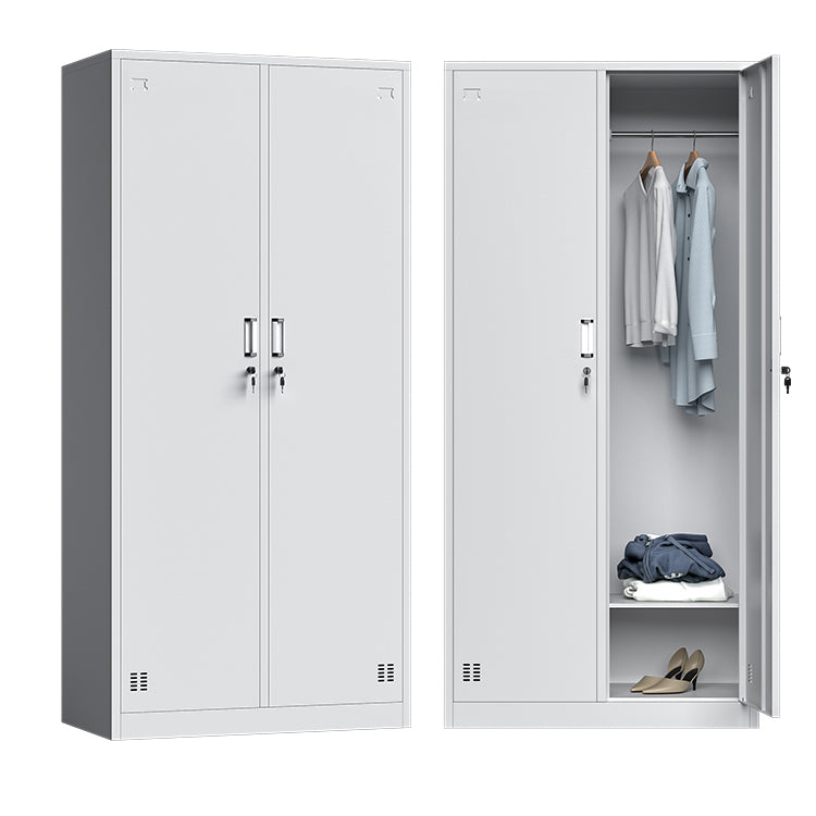 White Steel Wardrobe Cabinet Contemporary Hinged Wardrobe Closet