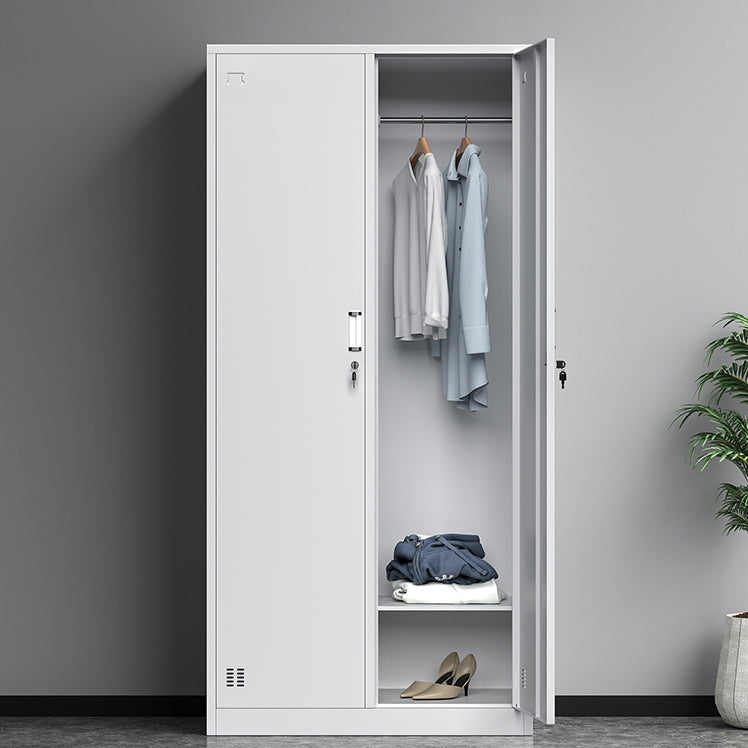 White Steel Wardrobe Cabinet Contemporary Hinged Wardrobe Closet