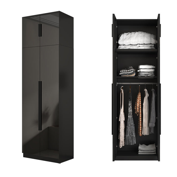 Glass Black Storage Cabinet for Home Contemporary Indoor Cabinet with Hinged Door