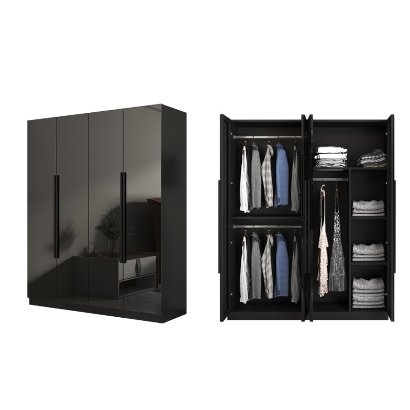 Glass Black Storage Cabinet for Home Contemporary Indoor Cabinet with Hinged Door