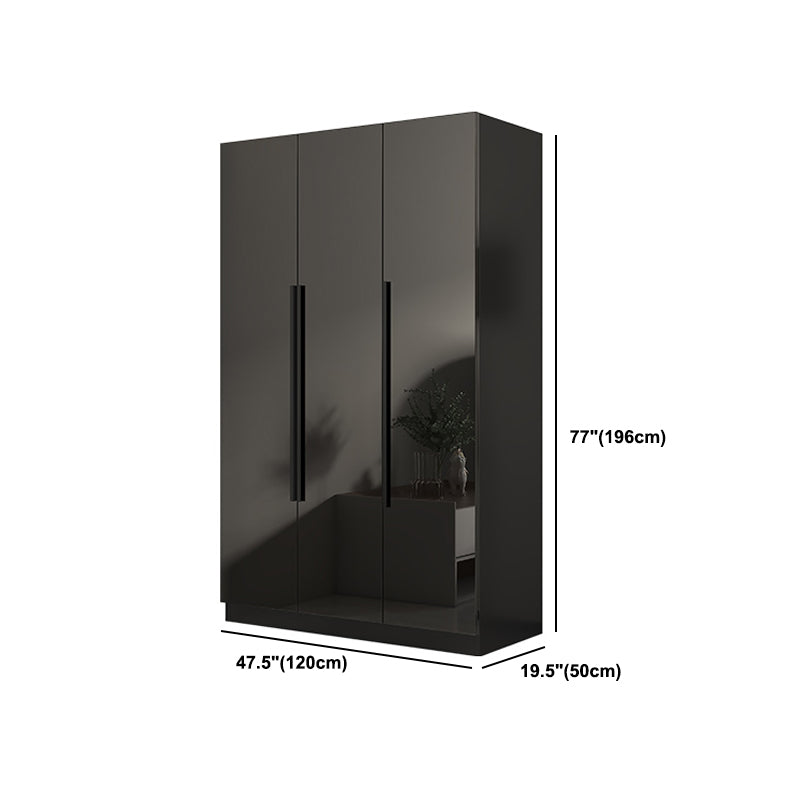 Glass Black Storage Cabinet for Home Contemporary Indoor Cabinet with Hinged Door
