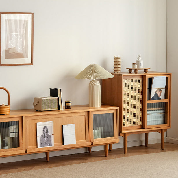 Modern Wood Sideboard Adjustable Shelving Cabinets Dining Server for Living Room