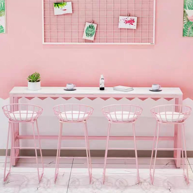 Glam 1/5 Pieces Bar Table Set Rectangle Stone Counter Table with High Stools