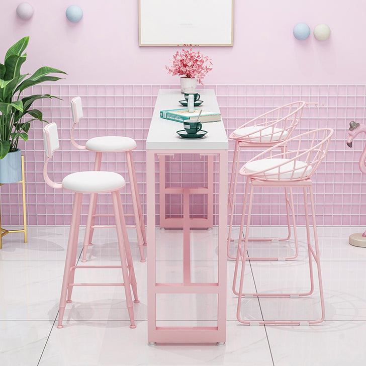 Glam 1/5 Pieces Bar Table Set Rectangle Stone Counter Table with High Stools