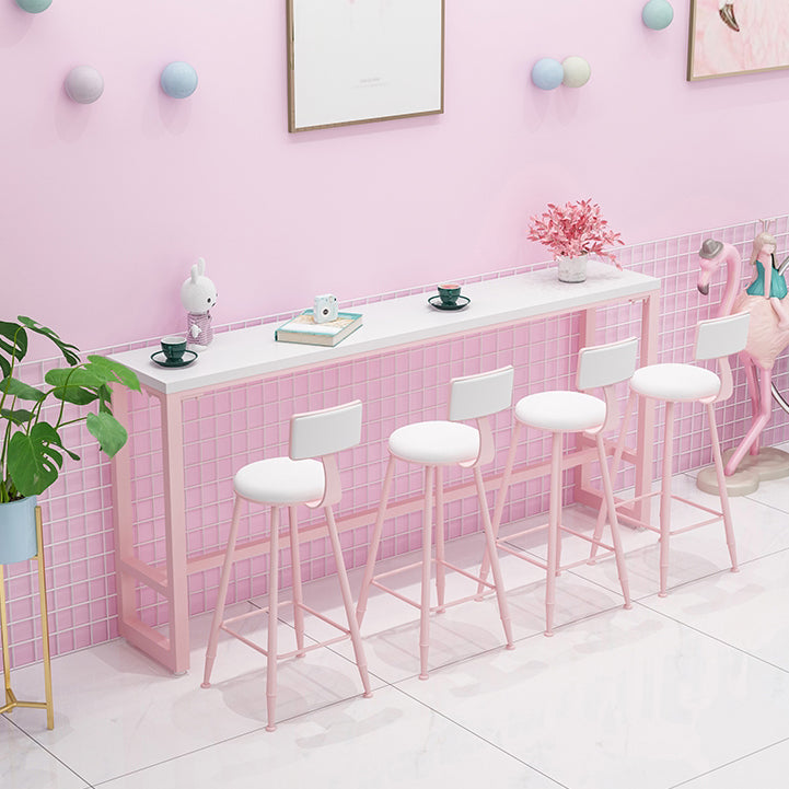 Glam 1/5 Pieces Bar Table Set Rectangle Stone Counter Table with High Stools