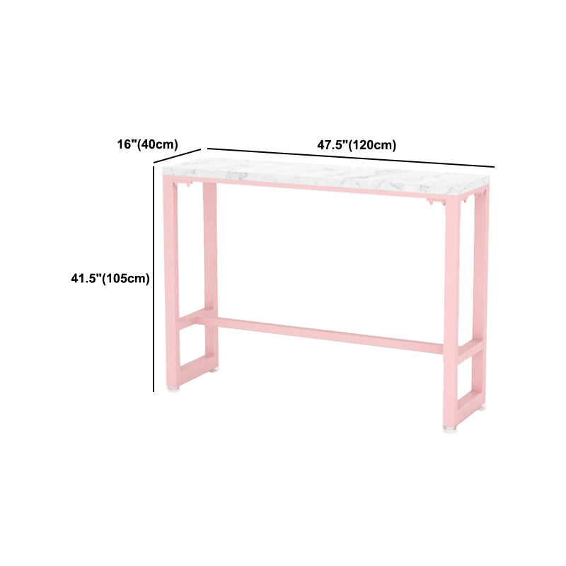 Glam 1/5 Pieces Bar Table Set Rectangle Stone Counter Table with High Stools