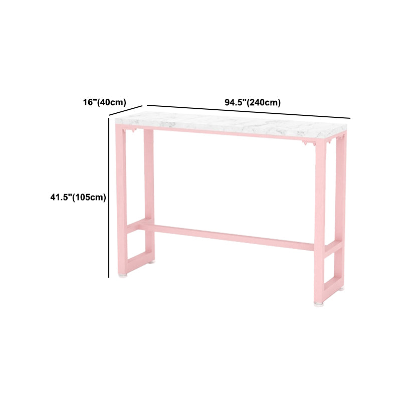 Glam 1/5 Pieces Bar Table Set Rectangle Stone Counter Table with High Stools