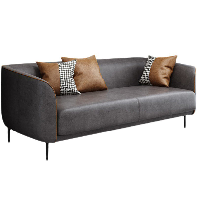 Faux Leather Sofa 25.59" D x 30.70" H Tuxedo Arm Sofa for Living Room