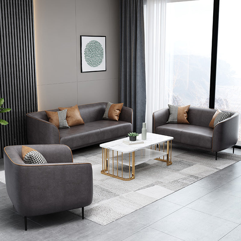 Faux Leather Sofa 25.59" D x 30.70" H Tuxedo Arm Sofa for Living Room