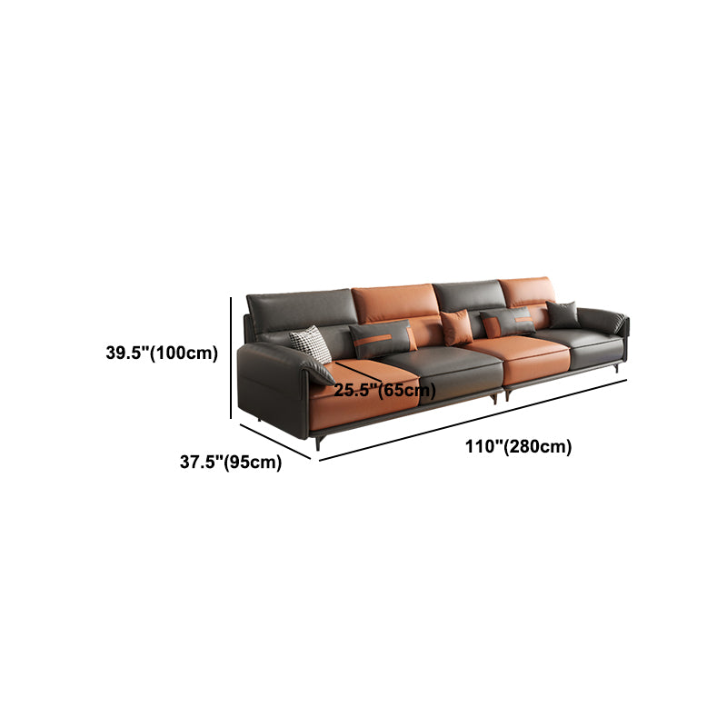 Glam Sewn Pillow Back Pillow Top Arm Living Room Faux Leather Sofa