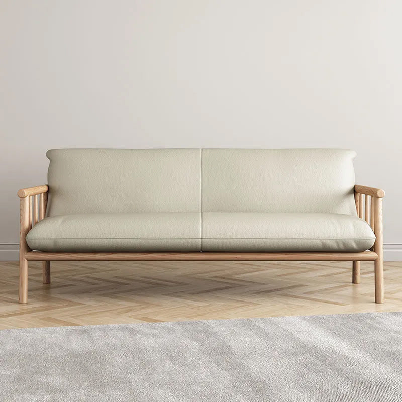 Faux Leather Sofa 28.74" D x 30.31" H Square Arm Sofa for Living Room