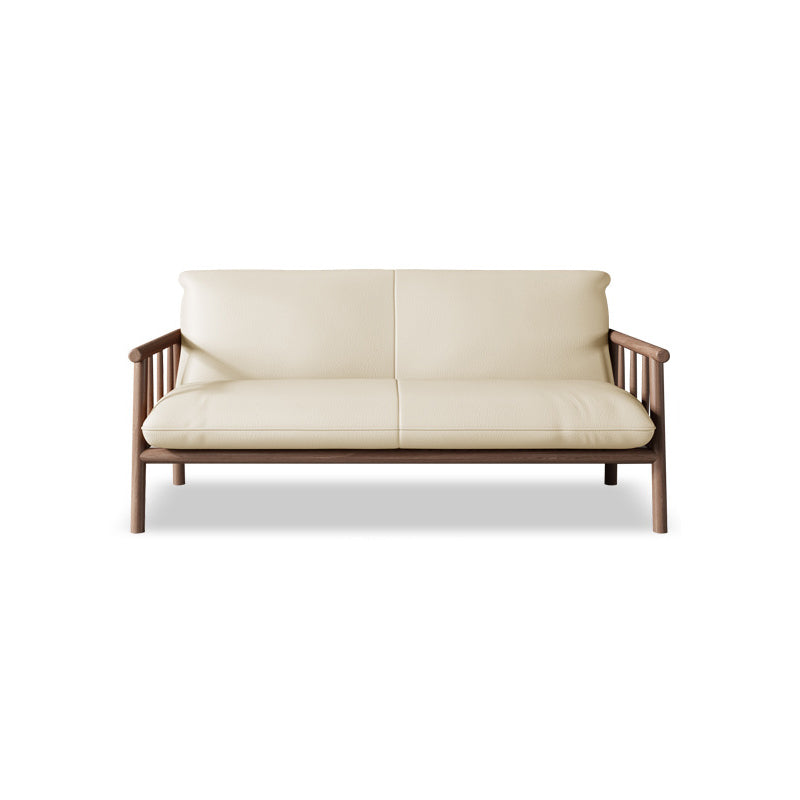 Faux Leather Sofa 28.74" D x 30.31" H Square Arm Sofa for Living Room