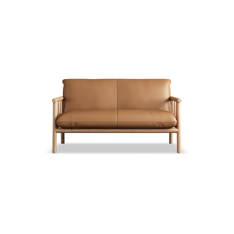 Faux Leather Sofa 28.74" D x 30.31" H Square Arm Sofa for Living Room
