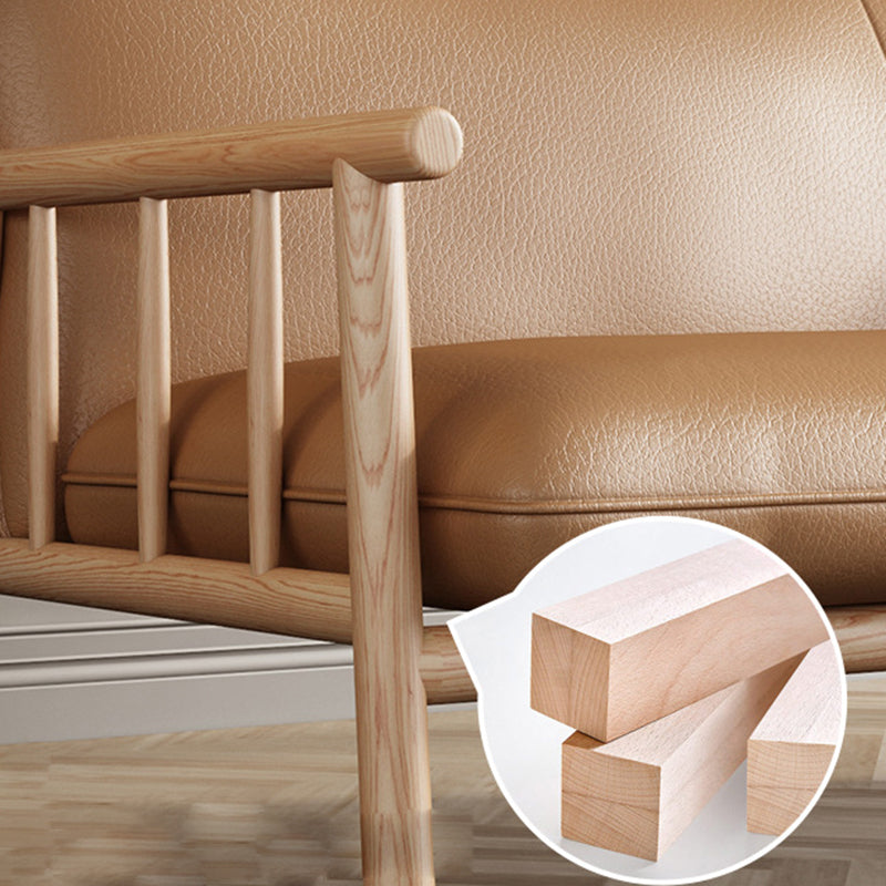 Faux Leather Sofa 28.74" D x 30.31" H Square Arm Sofa for Living Room