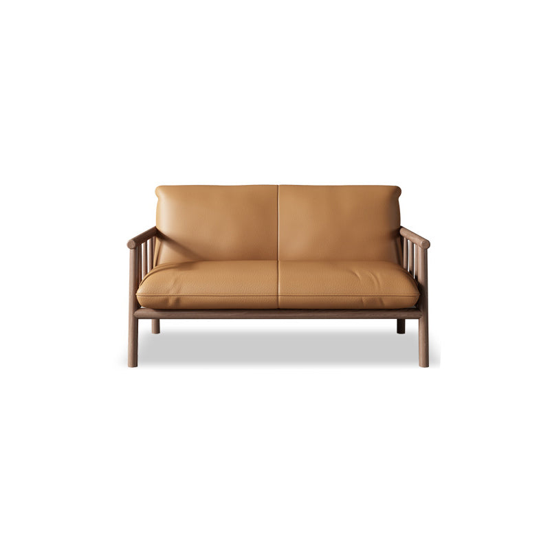 Faux Leather Sofa 28.74" D x 30.31" H Square Arm Sofa for Living Room
