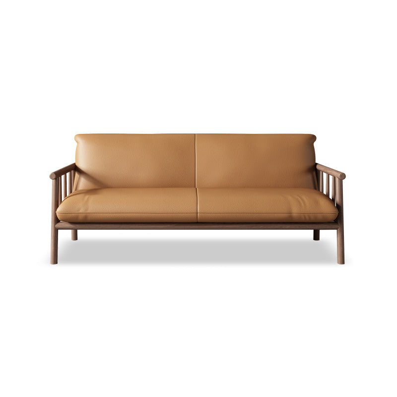 Faux Leather Sofa 28.74" D x 30.31" H Square Arm Sofa for Living Room