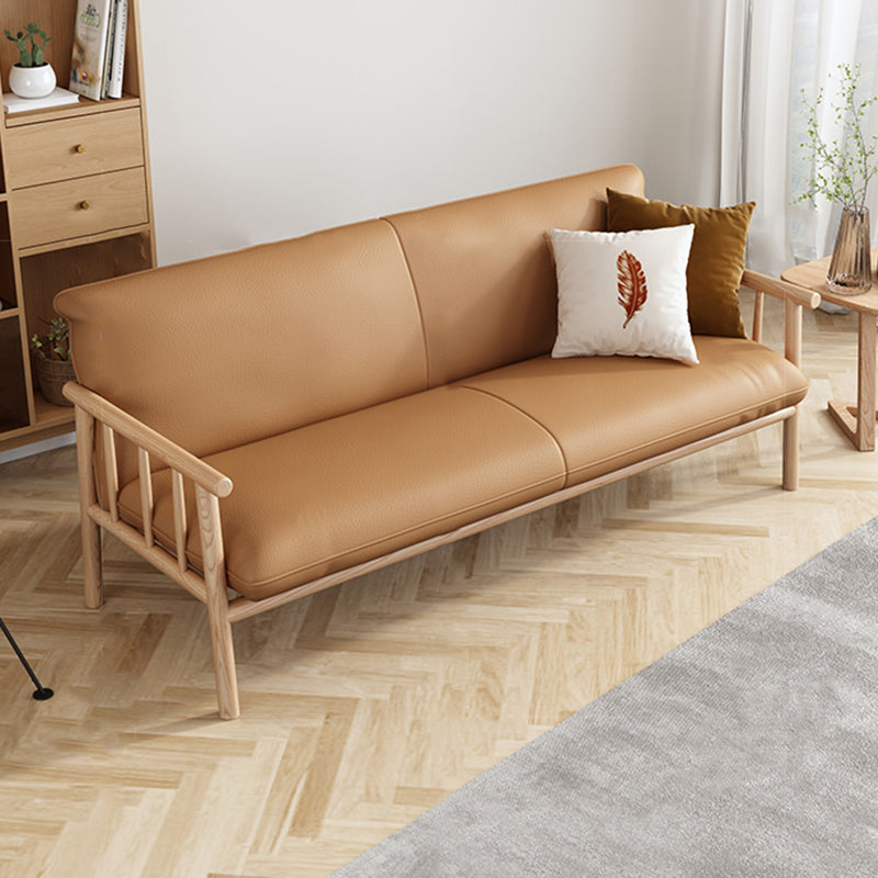 Faux Leather Sofa 28.74" D x 30.31" H Square Arm Sofa for Living Room