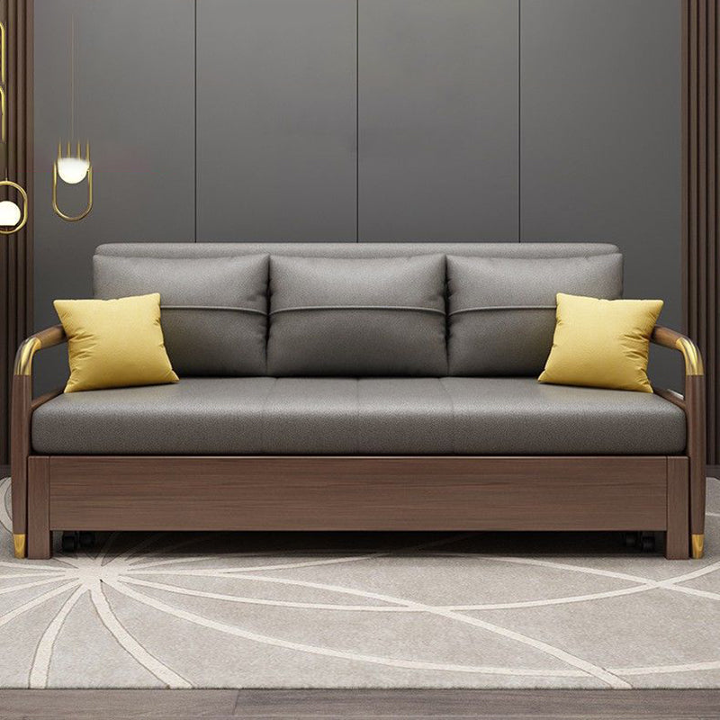 23.6"H Faux Leather Square Arm Convertible Sleeper Sofa for Living Room