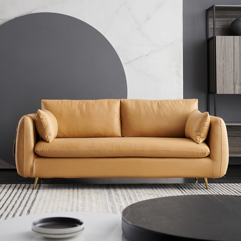 Faux Leather Stain Sofa with Single Cushion Pillow Top Arm Settee for Living Room