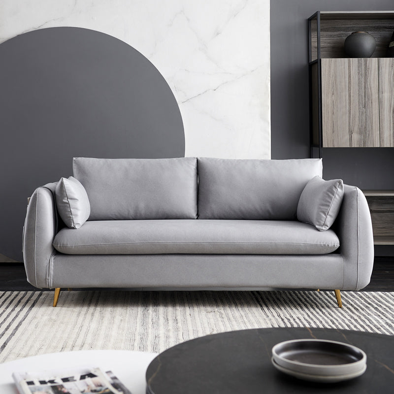 Faux Leather Stain Sofa with Single Cushion Pillow Top Arm Settee for Living Room