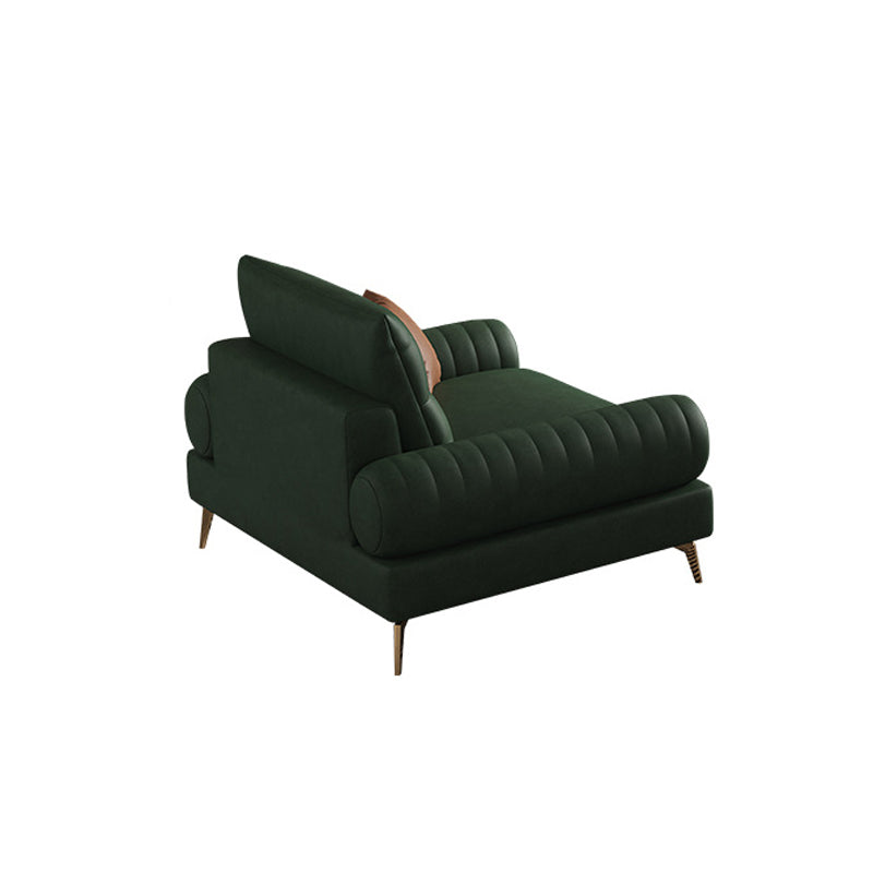 Faux Leather Contemporary Rolled Arm Sofa Standard Sofa with Sewn Pillow Back