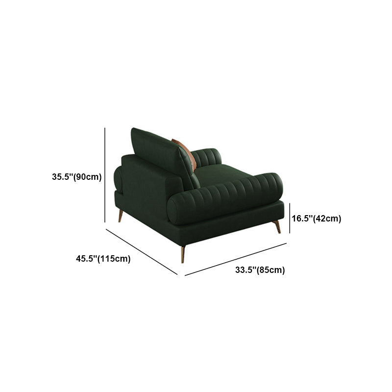 Faux Leather Contemporary Rolled Arm Sofa Standard Sofa with Sewn Pillow Back