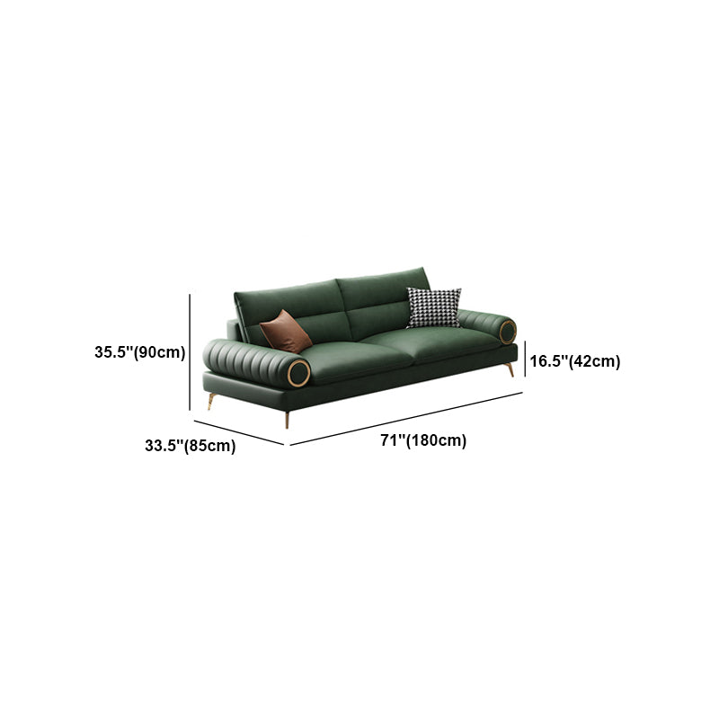 Faux Leather Contemporary Rolled Arm Sofa Standard Sofa with Sewn Pillow Back